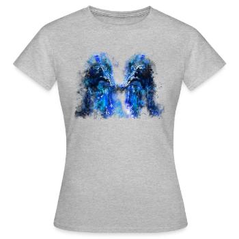 gxp woelfe haine lundi splatter aquarelle bleu - T-shirt Femme - gris chiné - Devant - AI Model Female 172 dark (172cm)