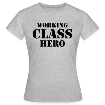 Working Class Hero - Frauen T-Shirt - Grau meliert - Vorne - AI Model Female 172 dark (172cm)