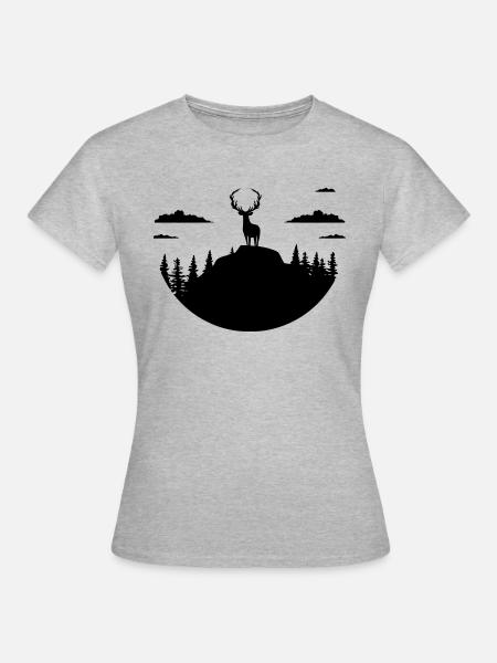 Hirsche - Frauen T-Shirt - Grau meliert