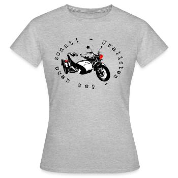 Ural, Was denn sonst! Das Patch für Sidecarfans - Frauen T-Shirt - Grau meliert - Vorne - AI Model Female 172 dark (172cm)