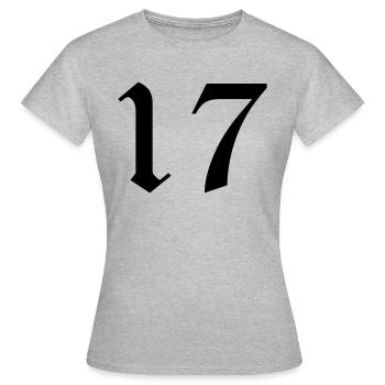 17 - Frauen T-Shirt - Grau meliert - Vorne - AI Model Female 172 dark (172cm)
