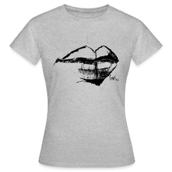 Dirty Lips Black Clean - Frauen T-Shirt - Grau meliert - Vorne - AI Model Female 172 dark (172cm)