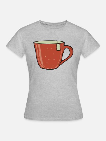 Tee Tasse Teetrinker Geschenkidee - Frauen T-Shirt - Grau meliert