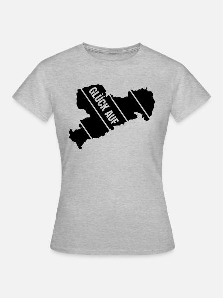 Retro Sachsen Gruss - Frauen T-Shirt - Grau meliert
