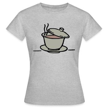 thé tea breakfast fruehstueck café coffee109 - T-shirt Femme - gris chiné - Devant - AI Model Female 172 dark (172cm)