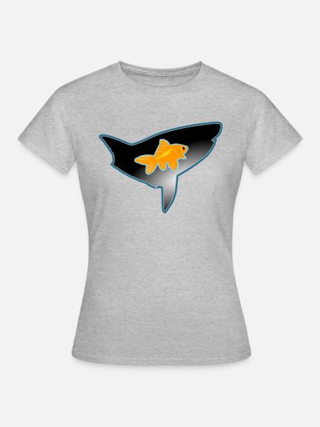 Goldfisch und Hai - Frauen T-Shirt - Grau meliert