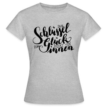 der schluessel zum glueck - Frauen T-Shirt - Grau meliert - Vorne - AI Model Female 172 dark (172cm)