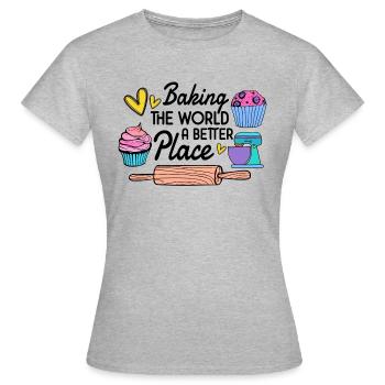 Boulangerie Baker Boulangerie Boulangerie Gâteau de confiserie - T-shirt Femme - gris chiné - Devant - AI Model Female 172 dark (172cm)