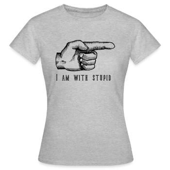 i am with stupid - Frauen T-Shirt - Grau meliert - Vorne - AI Model Female 172 dark (172cm)