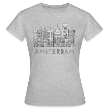 Vintage Amsterdam Souvenir Architektur Häuser - Frauen T-Shirt - Grau meliert - Vorne - AI Model Female 172 dark (172cm)