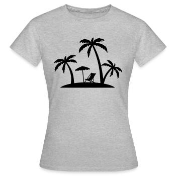 Palmen Insel Liegestuhl Strand Urlaub Sonnenschirm - Frauen T-Shirt - Grau meliert - Vorne - AI Model Female 172 dark (172cm)