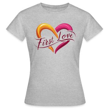 ERSTE LIEBE - Frauen T-Shirt - Grau meliert - Vorne - AI Model Female 172 dark (172cm)