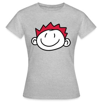 visage tête enfant peint gribouillage bande dessin animé june - T-shirt Femme - gris chiné - Devant - AI Model Female 172 dark (172cm)