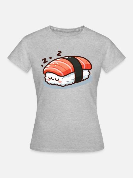 Schlafender Sushi - Frauen T-Shirt - Grau meliert