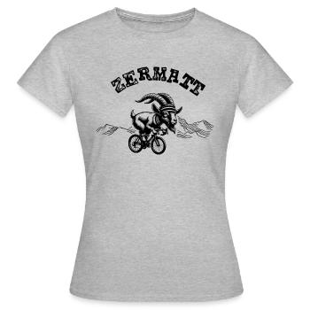 Zermatt Vélo Chèvre de montagne - T-shirt Femme - gris chiné - Devant - AI Model Female 172 dark (172cm)