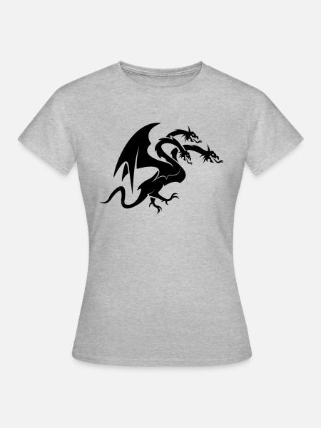 dragon 3 head - Frauen T-Shirt - Grau meliert