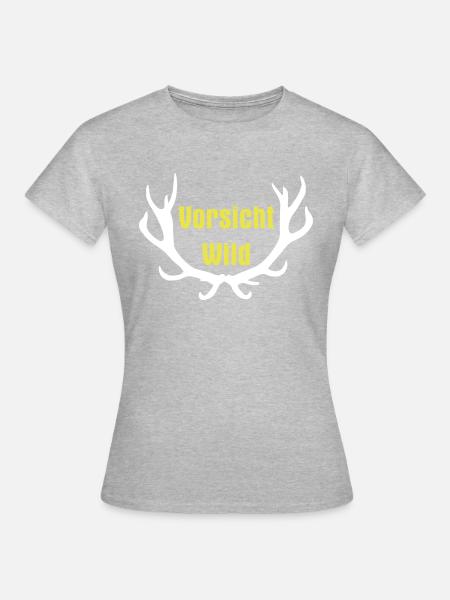 Vorsicht Wild - Frauen T-Shirt - Grau meliert