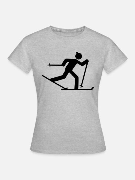 Ski Langläufer - Frauen T-Shirt - Grau meliert