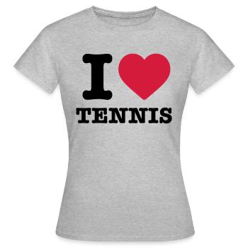 I love tennis heart sport ball raquette player - T-shirt Femme - gris chiné - Devant - AI Model Female 172 dark (172cm)