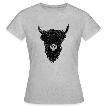 Hochlandrind Geschenk Kühe Hochlandrinder Kuhmotiv - Frauen T-Shirt - Grau meliert - Vorne - AI Model Female 172 dark (172cm)