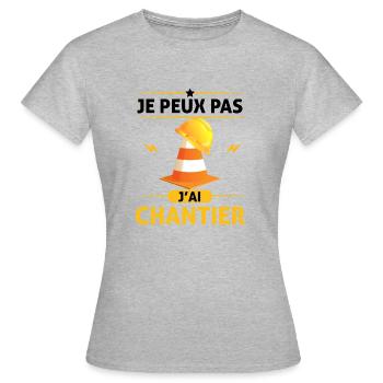 J'peux pas j'ai chantier cadeau casque de chantier - T-shirt Femme - gris chiné - Devant - AI Model Female 172 dark (172cm)