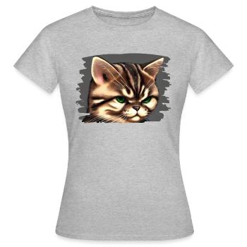 Katzengesicht - Frauen T-Shirt - Grau meliert - Vorne - AI Model Female 172 dark (172cm)