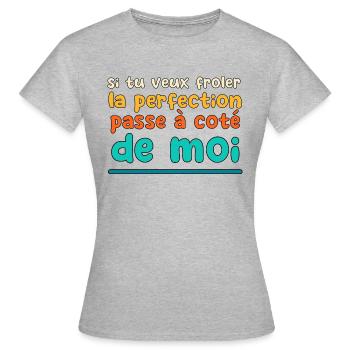 Perfection - T-shirt Femme - gris chiné - Devant - AI Model Female 172 dark (172cm)