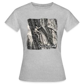Climbing / Rock Face / Mountain / Mountain / Outdoor / Courage - Women's T-Shirt - heather grey - Front - AI Model Female 172 dark (172cm)