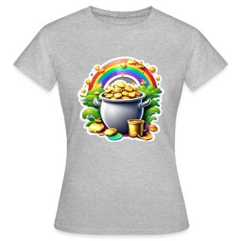 Arc-en-ciel / Pot d’or / Bonne chance / Coloré / Météo - T-shirt Femme - gris chiné - Devant - AI Model Female 172 dark (172cm)