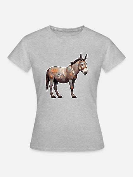 Esel / Tier /Grautier / Mähne / iah / Lasstier - Frauen T-Shirt - Grau meliert