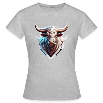 Taureau / Taureau / Animal / Cornes / Tauromachie - T-shirt Femme - gris chiné - Devant - AI Model Female 172 dark (172cm)