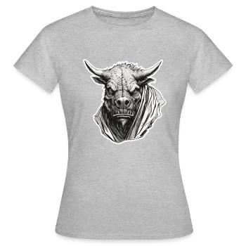 Taureau / Taureau / Animal / Cornes / Tauromachie - T-shirt Femme - gris chiné - Devant - AI Model Female 172 dark (172cm)