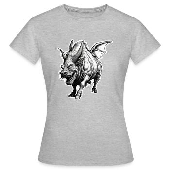 Taureau / Taureau / Animal / Cornes / Tauromachie - T-shirt Femme - gris chiné - Devant - AI Model Female 172 dark (172cm)