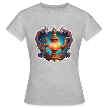 Wunderlampe / Wünsche /Orient / Wunder / Genie - Frauen T-Shirt - Grau meliert - Vorne - AI Model Female 172 dark (172cm)