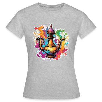 Wunderlampe / Wünsche /Orient / Wunder / Genie - Frauen T-Shirt - Grau meliert - Vorne - AI Model Female 172 dark (172cm)
