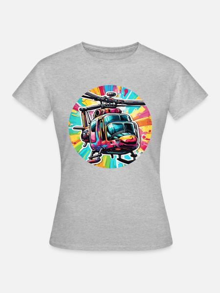 Helikopter / Hubschrauber / fliegen / Luftfahrt - Frauen T-Shirt - Grau meliert