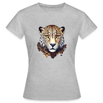 Léopard / guépard / Animal / Animal imprimé / motif - T-shirt Femme - gris chiné - Devant - AI Model Female 172 dark (172cm)
