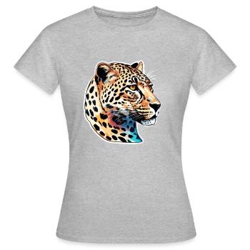 Léopard / guépard / Animal / Animal imprimé / motif - T-shirt Femme - gris chiné - Devant - AI Model Female 172 dark (172cm)