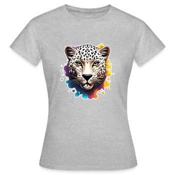 Léopard / guépard / Animal / Animal imprimé / motif - T-shirt Femme - gris chiné - Devant - AI Model Female 172 dark (172cm)