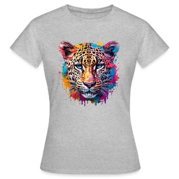 Léopard / guépard / Animal / Animal imprimé / motif - T-shirt Femme - gris chiné - Devant - AI Model Female 172 dark (172cm)
