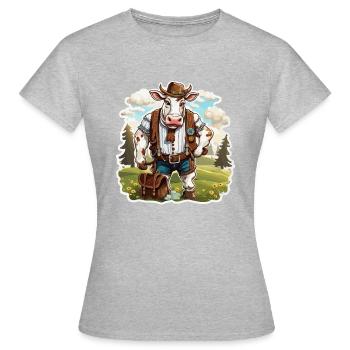 Lederhosen / Animal / Traditional costume / Tradition / Cow - Women's T-Shirt - heather grey - Front - AI Model Female 172 dark (172cm)