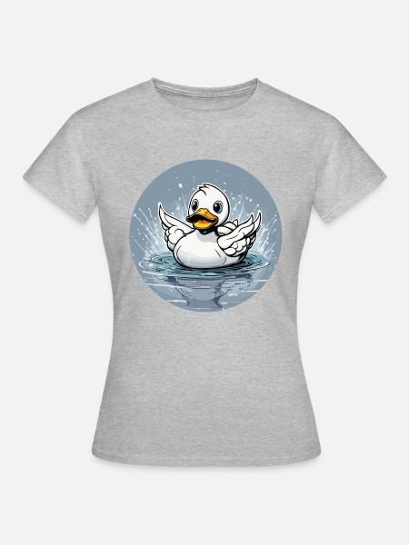 Gummiente / Badeente / Wasser / Badewanne - Frauen T-Shirt - Grau meliert