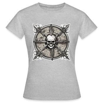 Boussole / Direction cardinale / Voyage / Survie - T-shirt Femme - gris chiné - Devant - AI Model Female 172 dark (172cm)