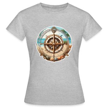 Boussole / Direction cardinale / Voyage / Survie - T-shirt Femme - gris chiné - Devant - AI Model Female 172 dark (172cm)
