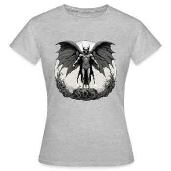 Mothman / Motte / Insekt / Fabelwesen / Flatterer - Frauen T-Shirt - Grau meliert - Vorne - AI Model Female 172 dark (172cm)
