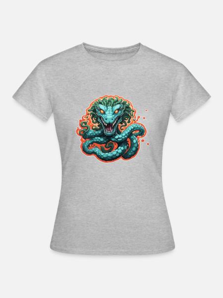 Hydra / griechische Mythologie / Schlange - Frauen T-Shirt - Grau meliert