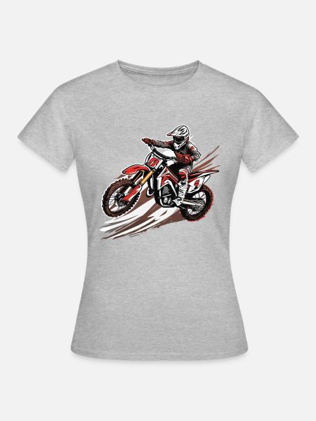Biker / Motorrad Fahrer / Biker / Zweirad / Cross - Frauen T-Shirt - Grau meliert
