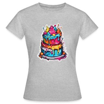 Gâteau d’anniversaire / Gâteau / Joyeux anniversaire / Gâteau - T-shirt Femme - gris chiné - Devant - AI Model Female 172 dark (172cm)