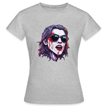 Vampire / Dracula / Suceur de sang / Halloween / Mythe - T-shirt Femme - gris chiné - Devant - AI Model Female 172 dark (172cm)