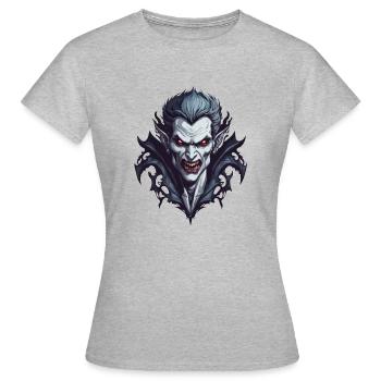 Vampire / Dracula / Suceur de sang / Halloween / Mythe - T-shirt Femme - gris chiné - Devant - AI Model Female 172 dark (172cm)